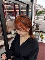 アース 会津若松店(HAIR&MAKE EARTH) オレンジブラウン×外ハネミディ
