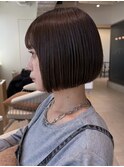 ミニボブ似合わせカット透明感カラーグレージュ酸性ストレート