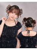 プッカ盛りヘアアレンジ☆ヘアセットヘアメイク渋谷お団子推し活
