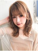 厚めバング外ハネボブデザインカラースリークボブローライト桐山