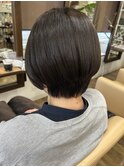 髪質改善カラー ダークアッシュ ショートボブ
