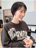 おとなショートヘア*前髪ありハンサムショート*アッシュブラック