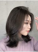 くびれヘア　ミディアム　顔周りレイヤー