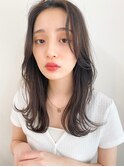 くびれヘアアプリコットオレンジ夏ヘアハイライトカラー