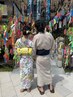 カップル浴衣レンタル(浴衣+帯+下駄+バッグ)着付け無料+簡単ヘアセット