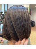 艶ボブ×極細ナチュラルハイライト×白髪ぼかし