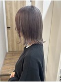 ダブルカラーラベンダーグレージュ切りっぱなしボブ