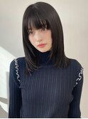 暗髪黒髪ミディアムレイヤー韓国イメチェン髪質改善ストレート