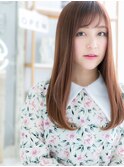大人かわいいピンクブラウンツヤ髪ストレートg上尾20代30代40代