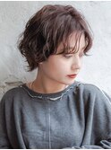 大人可愛い20代30代40代黒髪前下がりひし形小顔ボブ丸みショート