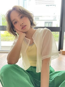 ミラバイグリーン(Mira by green) ボブ/センター分けボブ/くびれボブ/ミルクティーベージュ