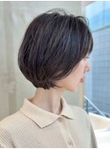長めショートボブ前下がりショートボブ30代40代50代青山表参道
