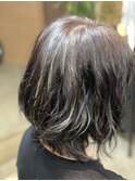白髪ぼかしハイライト+アッシュカラー