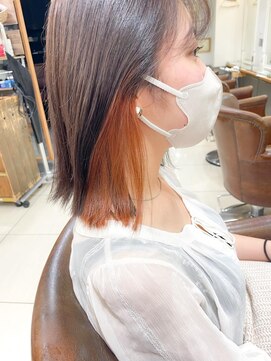 ネオリーブアイム 横浜西口店(Neolive aim) オレンジブラウン インナーカラー【横浜】w