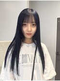 ワイドバング / ネイビーブルー/レイヤーカット/ブルーブラック