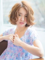 TRE南流山　ミルクティーピンクでウェーブミディアムボブパーマa