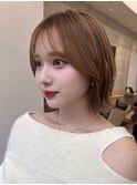 くびれボブ/韓国/レイヤーカット/ボブ/顔まわり/前髪/ベージュ