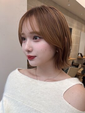サンド ミュウ 横浜店(sand mieu) くびれボブ/韓国/レイヤーカット/ボブ/顔まわり/前髪/ベージュ