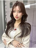 ココアブラウン　韓国ヘア　顔周り　透明感