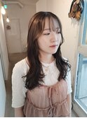 顔まわりレイヤー/ブラウンベージュ/透明感カラー/韓国巻き