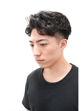 ヨファ ヘアー 芦屋店(YOFA hair) メンズカットビジカジフェザーパーマブルーブラック0704