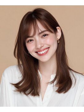 ルシードスタイル アウラ 松戸市五香(LUCIDO STYLE Aura) ナチュラルブラウンストレート×ラウンドバング　エンドカラー柏