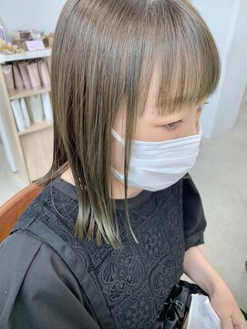 ヘアー アイス 御器所本店(HAIR ICI) ブリーチなし透明感オリーブベージュ