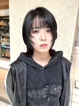 サラ 天神大名店(SARA) 【天神】マッシュウルフ×インナーダークレッド