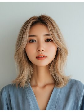 ピーチ バイ ニューヨークニューヨーク(a Peach by NYNY) 20代30代ダブルカラーシアーピンクミディアムウルフ外ハネ