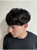無造作ニュアンスツーブロックマッシュパーマ
