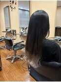 ロング毛先カラー 根元縮毛矯正スタイル
