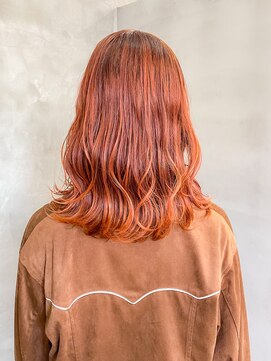 テトヘアー(teto hair) オレンジカラー　オレンジブラウン　ミディアム　暖色　発色