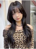 韓国ロングハッシュカット×ナチュラルブラック