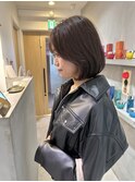 YOKE フレンチボブぱつっとボブ顔周りレイヤーグレーベージュ