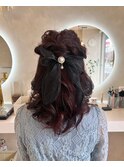 お呼ばれヘア/結婚式/ハーフアップ/ヘアアレンジ/ミディアム