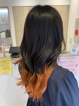 ルルバイアズール 草加店(LULU by azule) 裾カラー，オレンジ，ツヤカラー【草加】