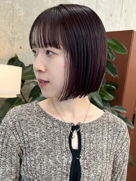 ノード(NODE) 栄小顔丸みボブ艶感暖色カラー