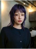 【GEEKS渋谷】ハイレイヤーウルフ/小顔/ダークパープル/春カラー