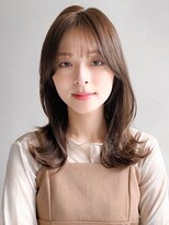 リヤン 表参道(lyann) アンブレラカラー斜めバングピンクベージュくびれヘア愛され