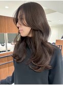 レイヤーカット白髪ぼかしハイライトダブルカラーインナーカラー