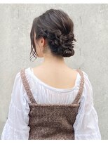 抜け感　ダークアッシユ　ロングボブ　ヘアセット