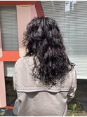 ロングハードパーマウェーブパーマくるくるパーマ癖毛風パーマ