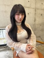 ユイマァル 岡山店(YUIMARL)&nbsp;黒髪韓国くびれ巻きレイヤーカットワンホンレイヤー顔周りカット