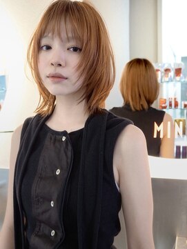ミンクス渋谷スマートサロン(MINX shibuya smart salon) オレンジベージュのレイヤーボブウルフ