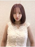 ♯透明感カシスピンクカラー×切りっぱなしボブ