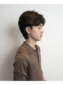 毛流れセンターパートフェザーパーマニュアンスパーマ