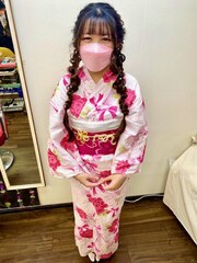 メチャ可愛いラブリーな浴衣♪『浴衣着付け＋ヘアセット』(^○^)