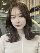 ノイズオオサカ 梅田店(NOISM OSAKA)&nbsp;小顔外ハネミディアムアッシュ20代30代40代くびれミディ韓国ヘア