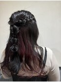 レッドインナーカラー/推し活ヘアメ