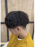 刈り上げツーブロックツイストスパイラルパーマメンズマッシュ